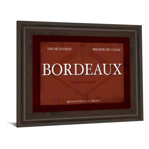 Classy Living Bordeaux Label Wall Art 26"x22", Cinnamon Mocha Frame