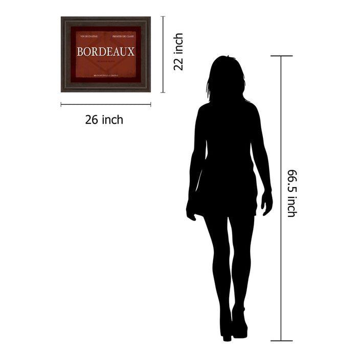 Classy Living Bordeaux Label Wall Art 26"x22", Cinnamon Mocha Frame