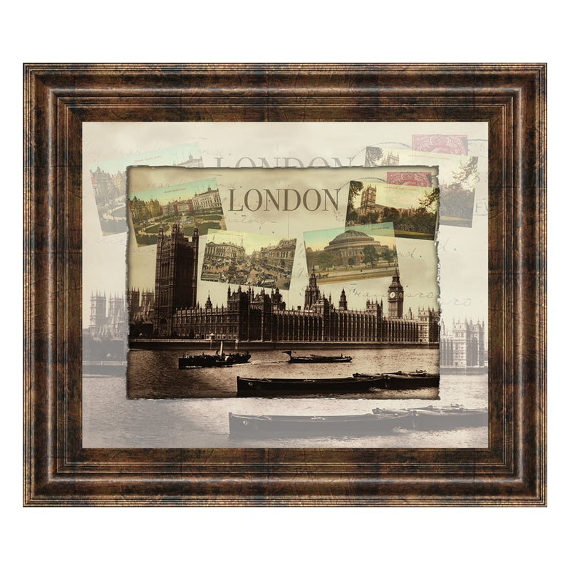 Classy Living London Collage Wall Art 26"x22", Dark Chocolate Frame