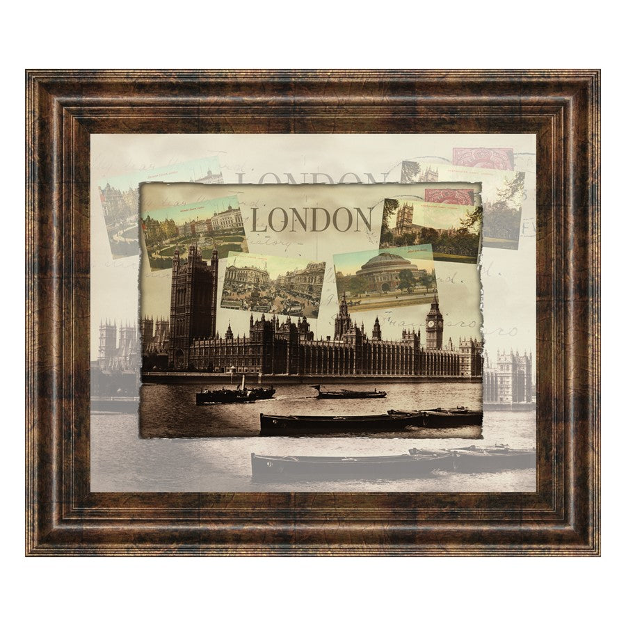 Classy Living London Collage Wall Art 26"x22", Dark Chocolate Frame