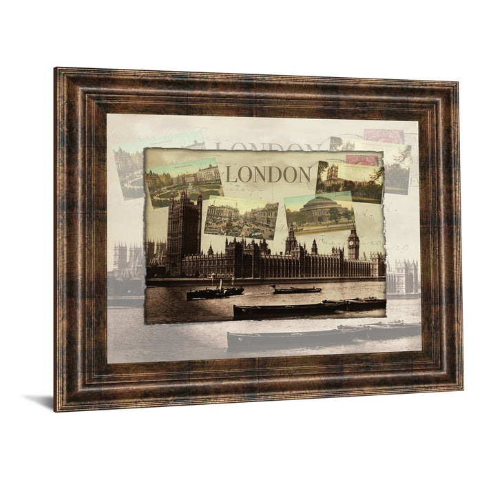 Classy Living London Collage Wall Art 26"x22", Dark Chocolate Frame