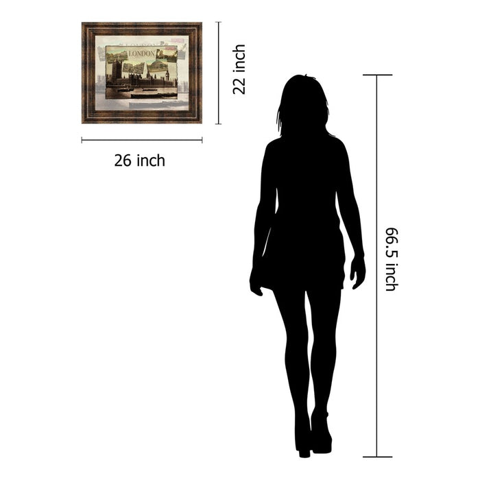 Classy Living London Collage Wall Art 26"x22", Dark Chocolate Frame