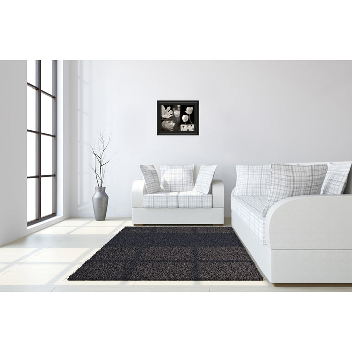 Classy Living Monochrome Blooms Wall Art 26"x22", Midnight Aura Frame