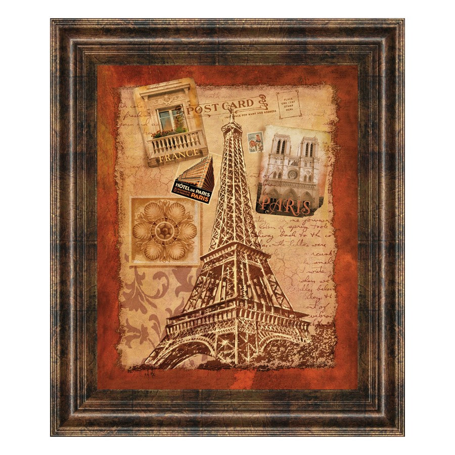 Classy Living Paris Postcard Memories Wall Art 22"x26", Chocolate Frame