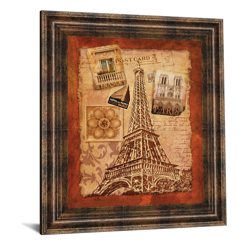 Classy Living Paris Postcard Memories Wall Art 22"x26", Chocolate Frame
