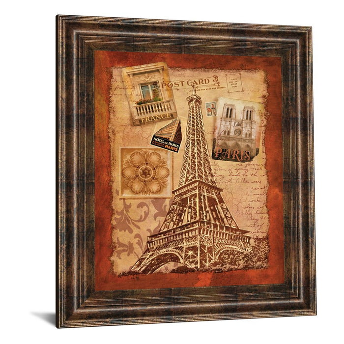Classy Living Paris Postcard Memories Wall Art 22"x26", Chocolate Frame