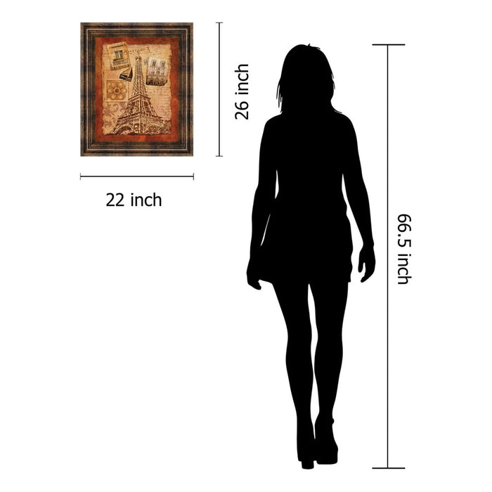 Classy Living Paris Postcard Memories Wall Art 22"x26", Chocolate Frame