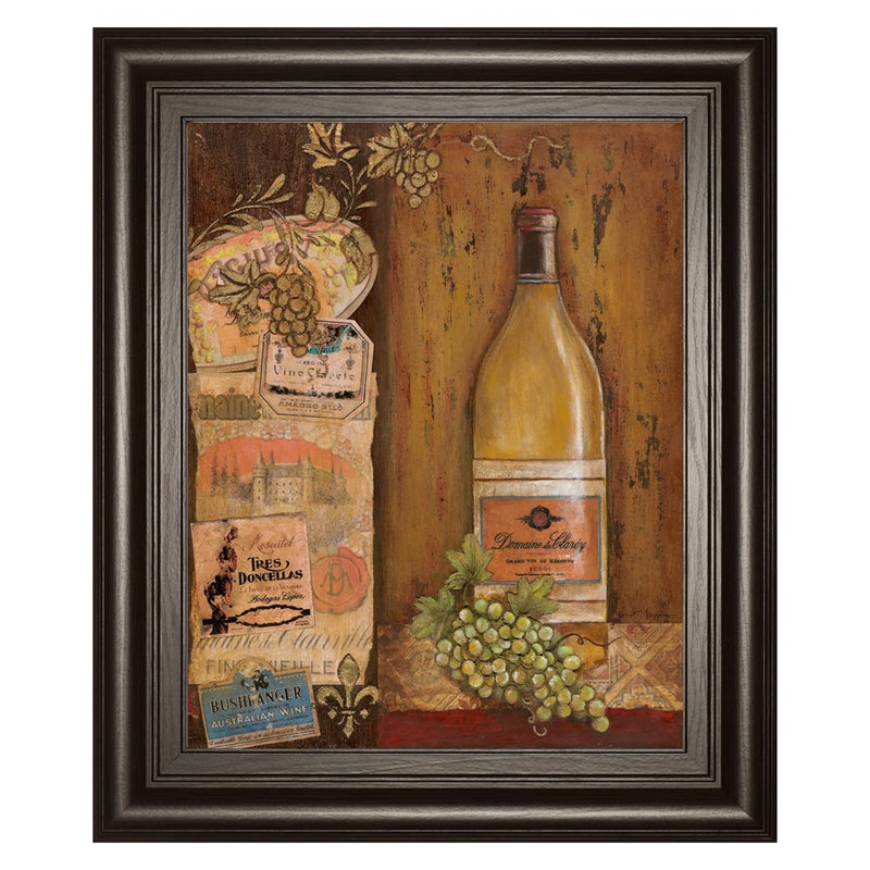 Classy Living Vintage Wine Elegance Wall Art 22"x26", Chocolate Frame