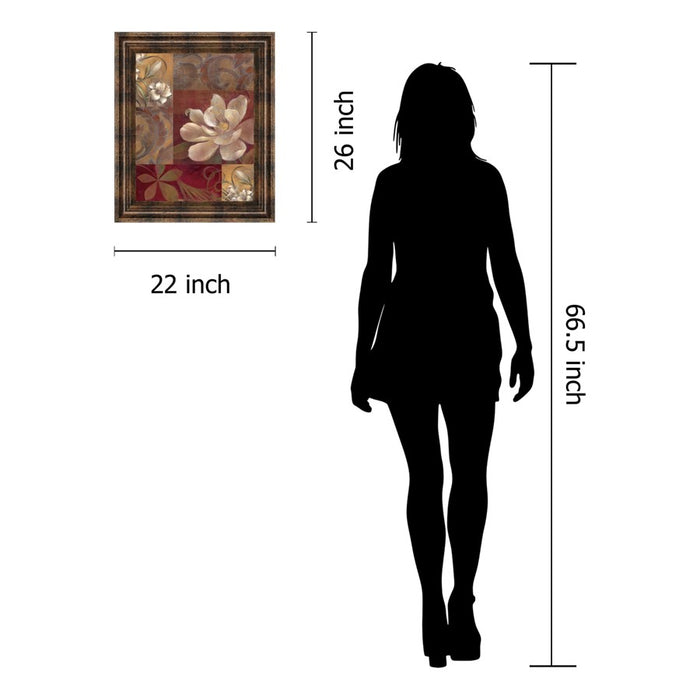 Classy Living Elegant Botanical Bloom Wall Art 22"x26", Chocolate Frame