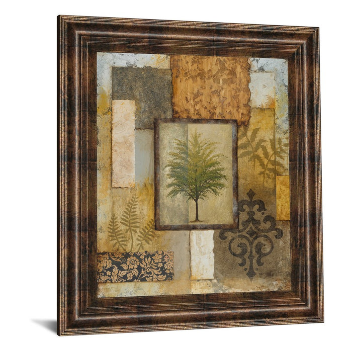 Classy Living Tree Patchwork Wall Art 22"x26", Dark Chocolate Frame