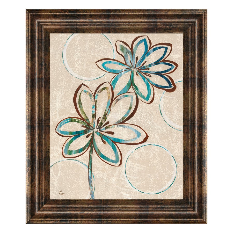 Classy Living Teal Bloom Wall Art 22"x26", Dark Chocolate Frame