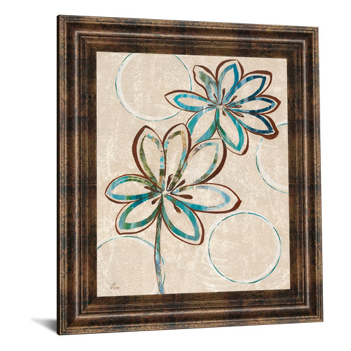 Classy Living Teal Bloom Wall Art 22"x26", Dark Chocolate Frame