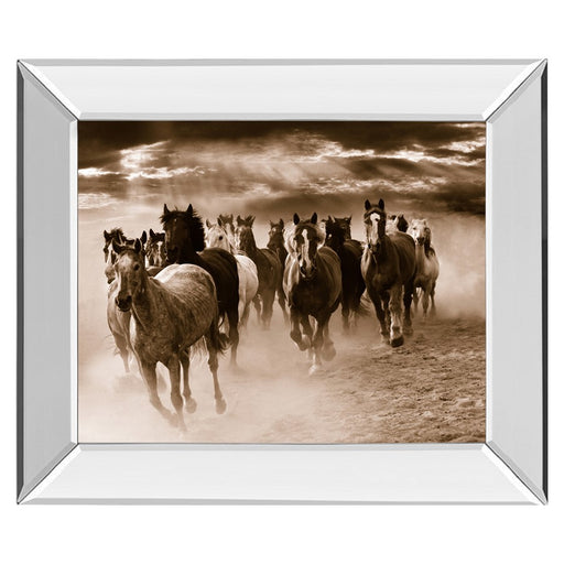 Classy Living WIId Herd Run Wall Art 26"x22", Mirrored Frame - 4910MF