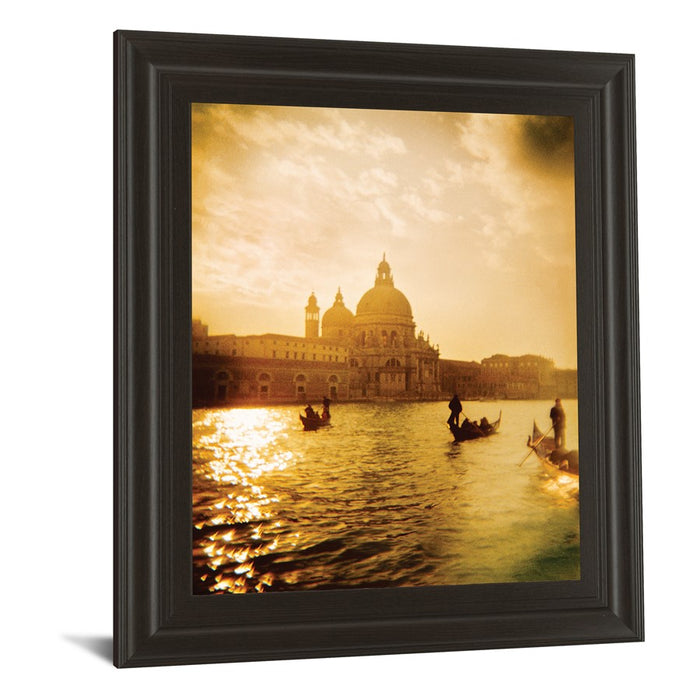 Classy Living Golden Gondola Glow Wall Art 22"x26", Dark Chocolate Frame