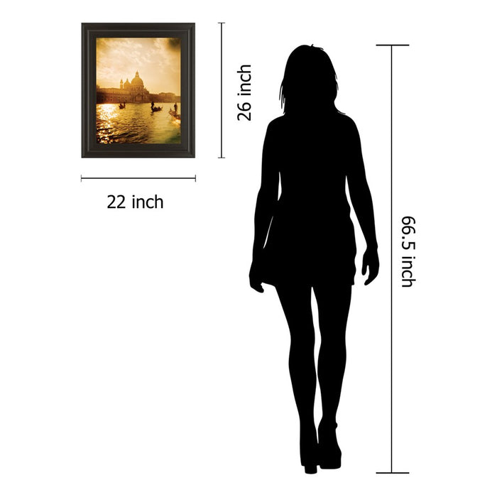 Classy Living Golden Gondola Glow Wall Art 22"x26", Dark Chocolate Frame