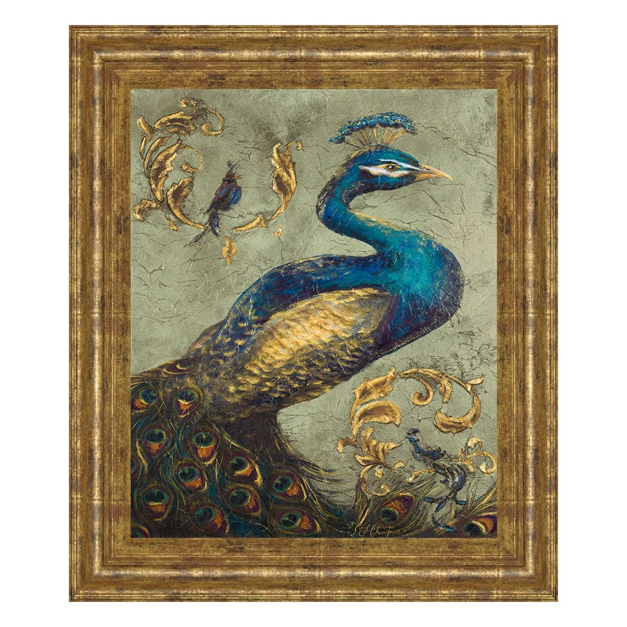 Classy Living Majestic Azure Plumage Wall Art 22"x26", GiIded Radiance