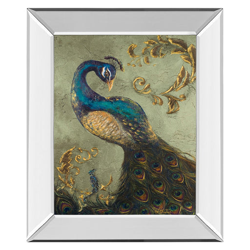 Classy Living Regal Peacock Wall Art 22"x26", Mirrored Frame - 8018MF
