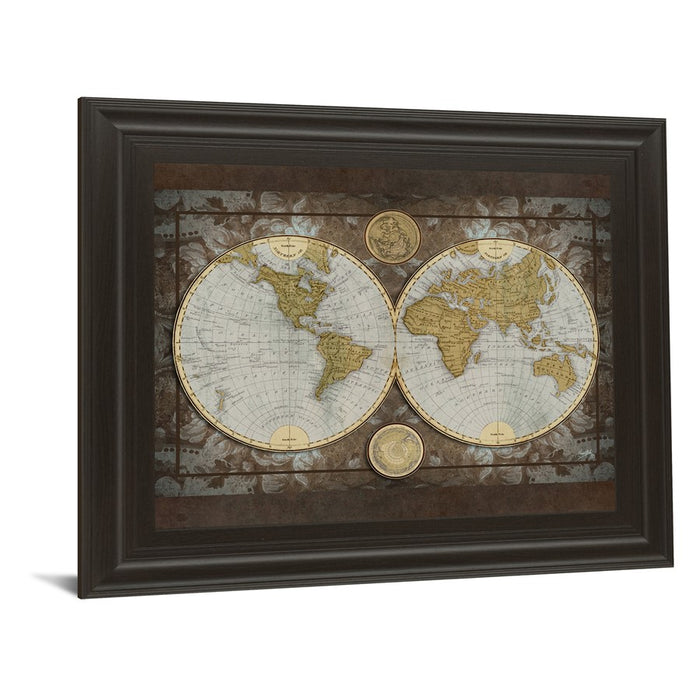Classy Living Vintage Globe Wall Art 26"x22", Dark Chocolate Frame