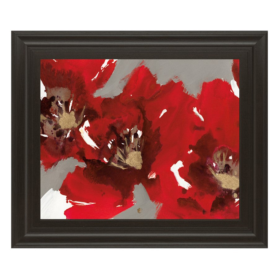 Classy Living Red Poppy Burst Wall Art 26"x22", Dark Chocolate Frame