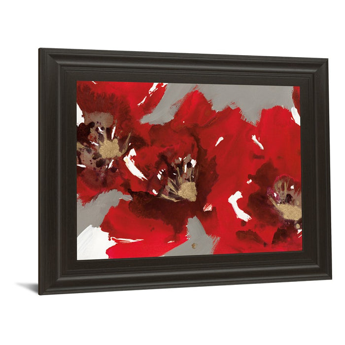 Classy Living Red Poppy Burst Wall Art 26"x22", Dark Chocolate Frame