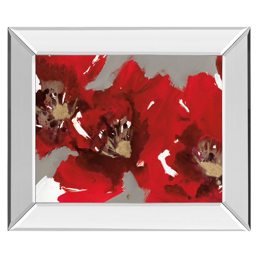 Classy Living Red Poppy Burst Wall Art 26"x22", Mirrored Frame