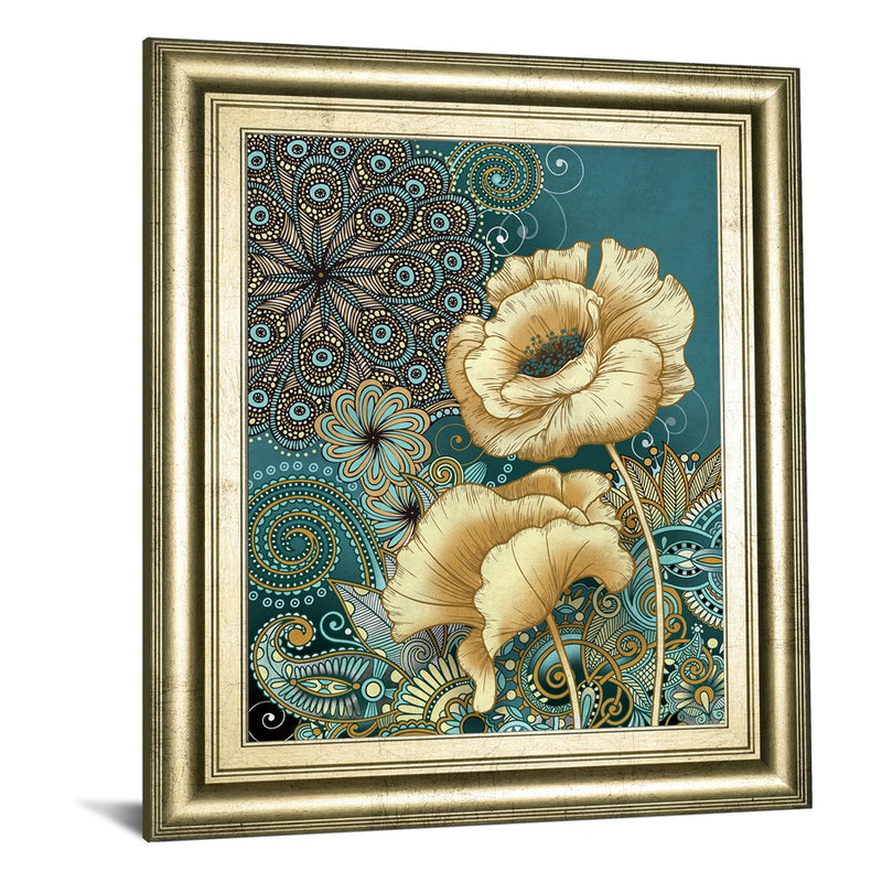 Classy Living Golden Blooms Wall Art 22"x26", Crisp Chardonnay Frame