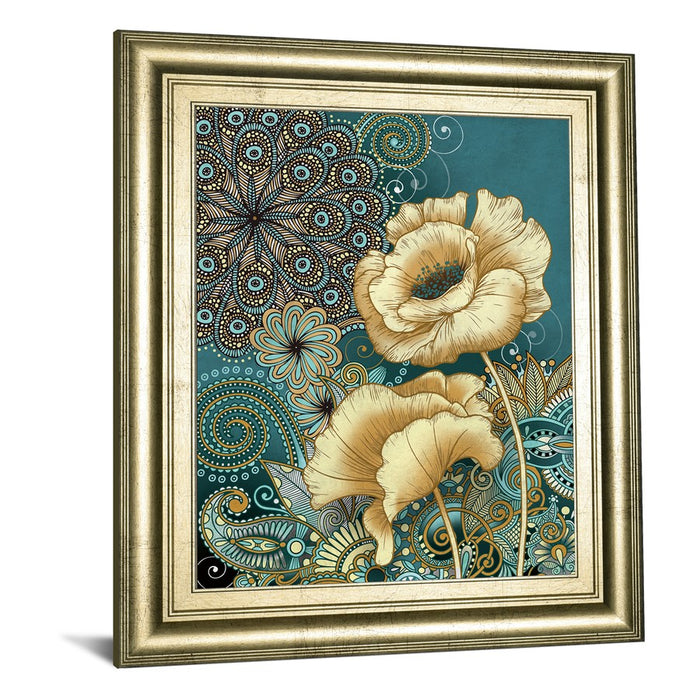 Classy Living Golden Blooms Wall Art 22"x26", Crisp Chardonnay Frame