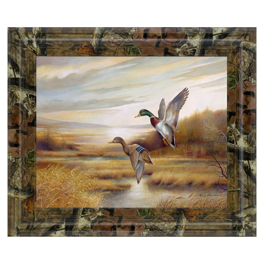 Classy Living Mallard Flight Wall Art 26"x22", Brown Frame