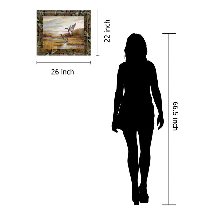 Classy Living Mallard Flight Wall Art 26"x22", Brown Frame