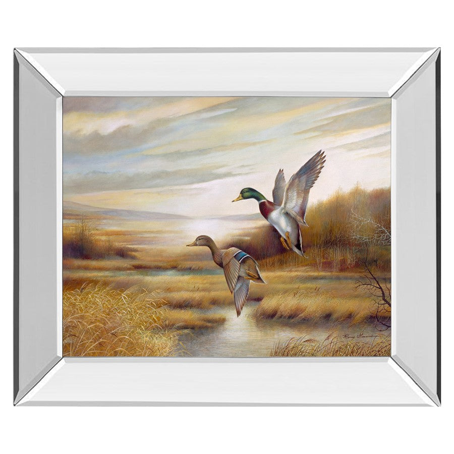 Classy Living Mallard Flight Wall Art 26"x22", Mirrored Frame