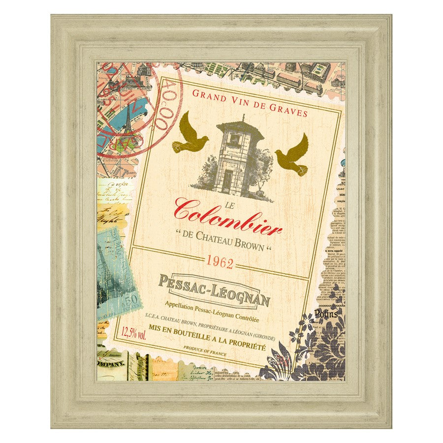 Classy Living Vintage Wine Label Wall Art 22"x26", Ivory Bliss Frame - 8230
