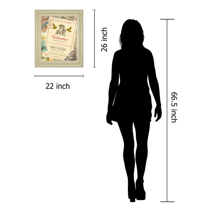 Classy Living Vintage Wine Label Wall Art 22"x26", Ivory Bliss Frame