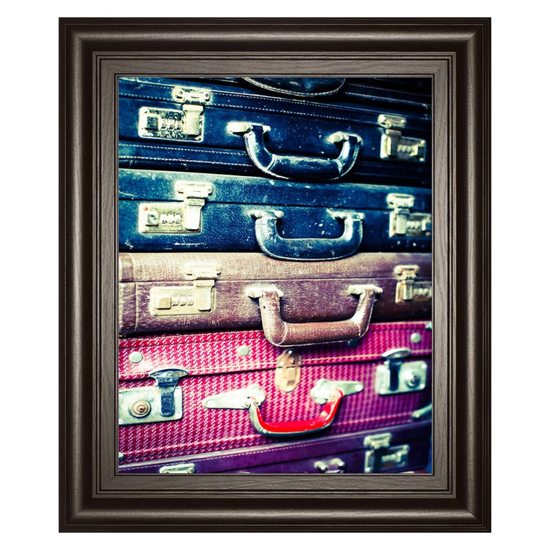 Classy Living Vintage Suitcases Wall Art 22"x26", Dark Chocolate Frame