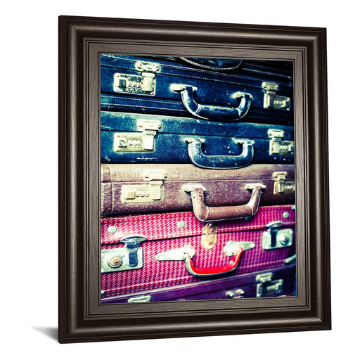 Classy Living Vintage Suitcases Wall Art 22"x26", Dark Chocolate Frame
