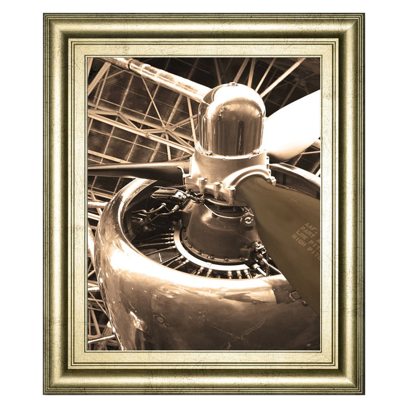 Classy Living Vintage Engine DeTall Wall Art 22"x26", Crisp Chardonnay