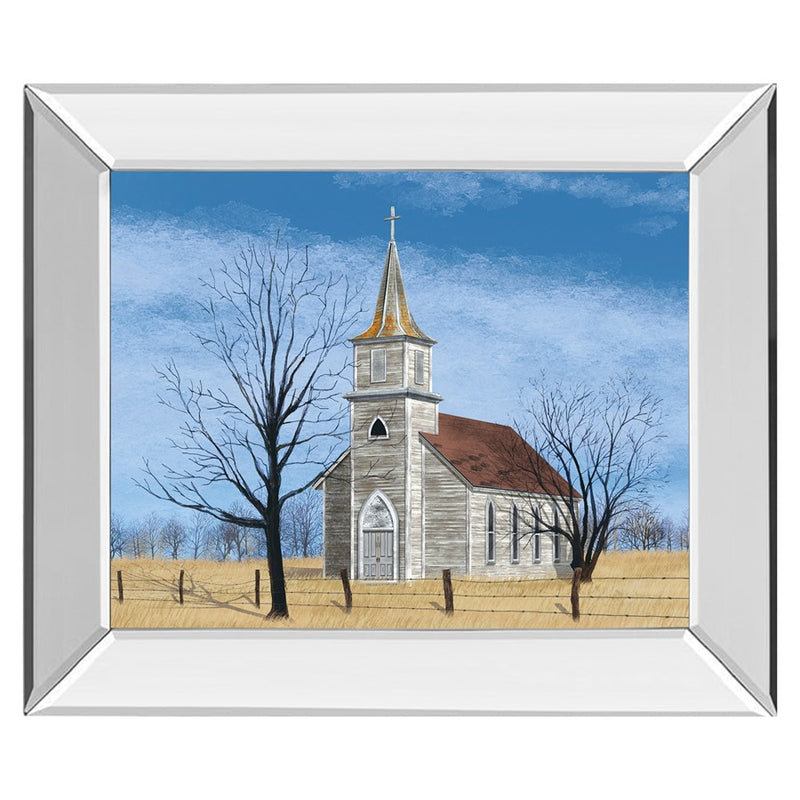 Classy Living Prairie Church Wall Art 26"x22", Mirrored Frame