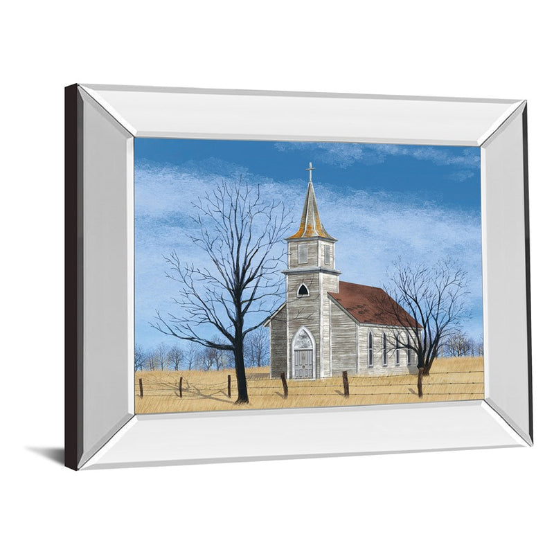 Classy Living Prairie Church Wall Art 26"x22", Mirrored Frame
