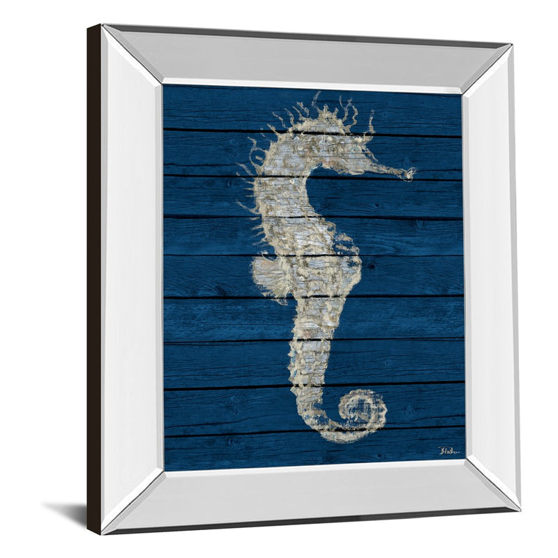 Classy Living Rustic Indigo Seahorse Wall Art 22"x26", Mirrored Frame