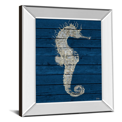 Classy Living Rustic Indigo Seahorse Wall Art 22"x26", Mirrored Frame