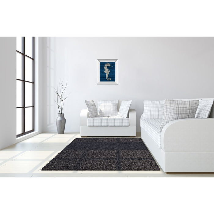 Classy Living Rustic Indigo Seahorse Wall Art 22"x26", Mirrored Frame