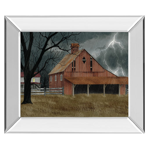 Classy Living Stormy Barn Scene Wall Art 26"x22", Mirrored Frame - 8405MF