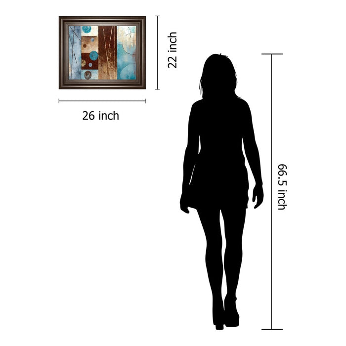Classy Living Azure Geometry Wall Art 26"x22", Cinnamon Mocha Frame