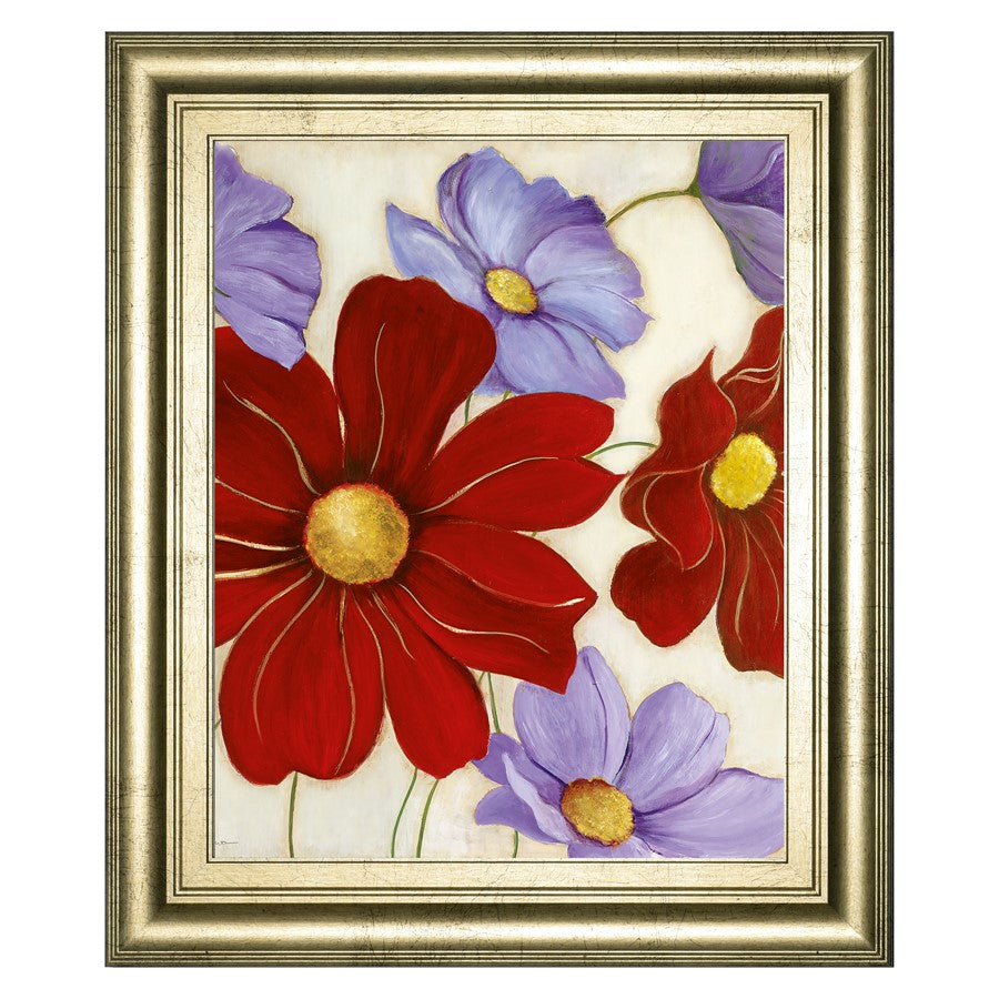 Classy Living Lavender and Red Blooms Wall Art 22"x26", Crisp Chardonnay