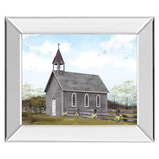 Classy Living Tranquil Church Wall Art 26"x22", Mirrored Frame - 8458MF