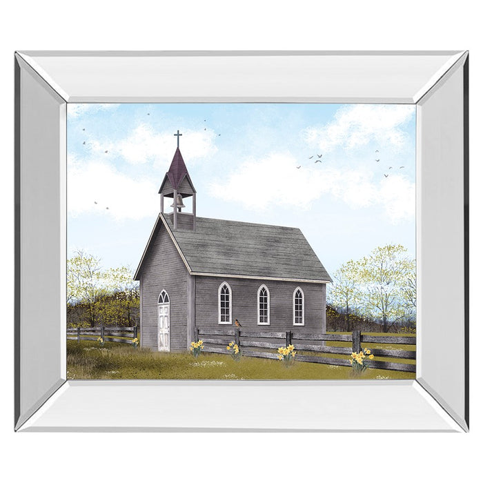 Classy Living Tranquil Church Wall Art 26"x22", Mirrored Frame - 8458MF
