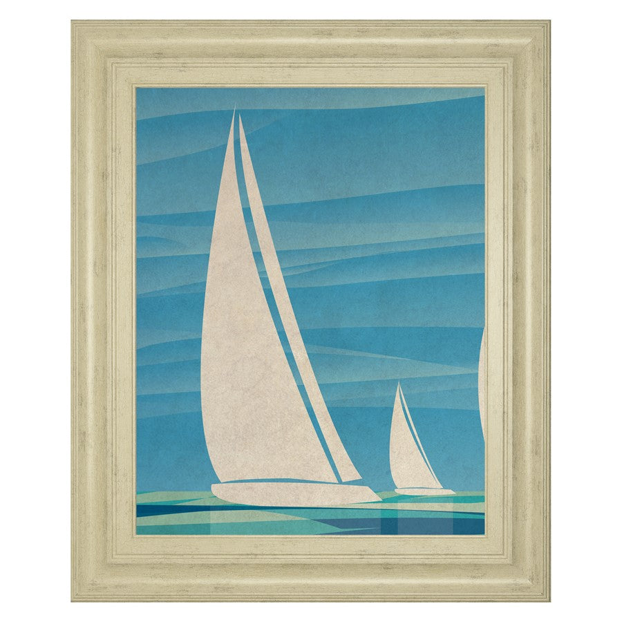 Classy Living Sailboat Serenity Wall Art 22"x26", Ivory Bliss Frame