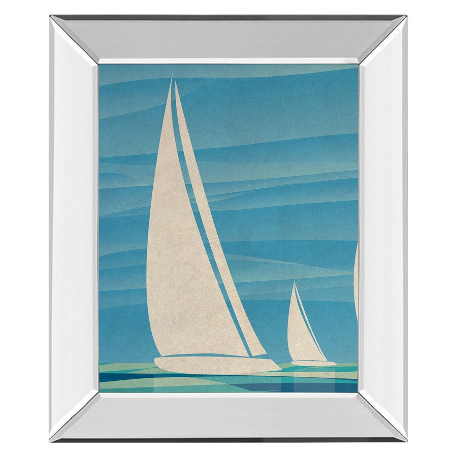 Classy Living Sailboat Serenity Wall Art 22"x26", Mirrored Frame
