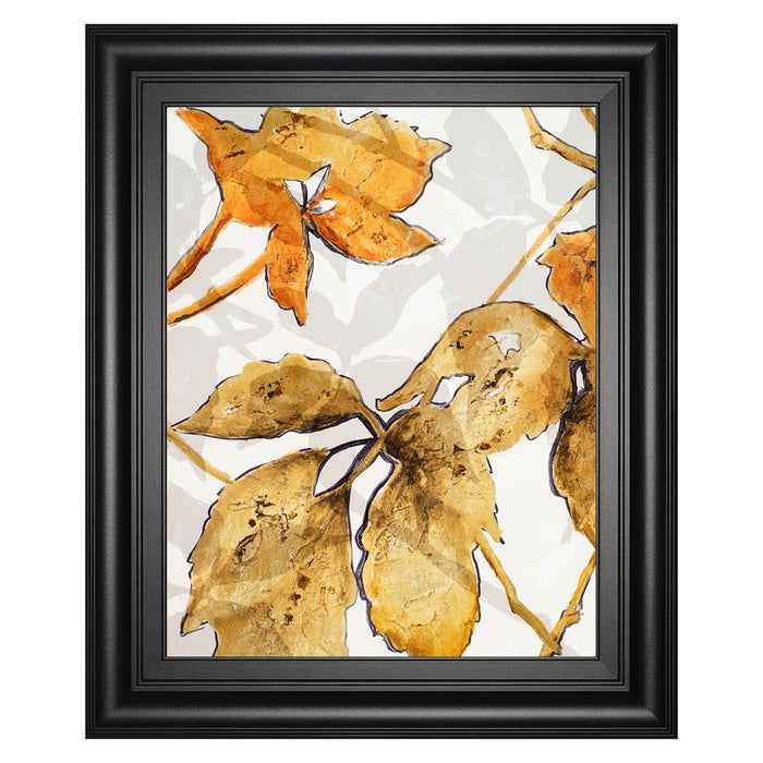 Classy Living Golden Leaves Wall Art 22"x26", Midnight Aura Frame