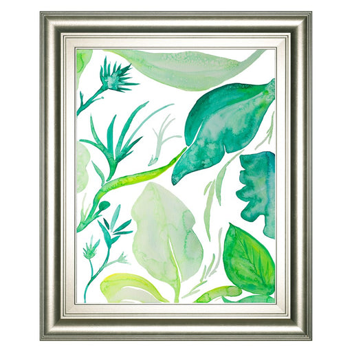 Classy Living Green Water Leaves II Wall Art 22"x26", Silver Frame