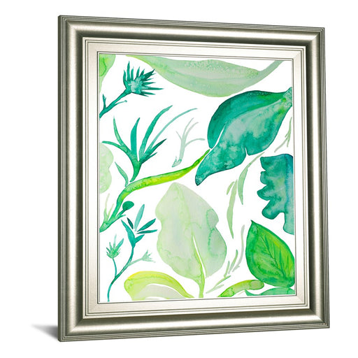 Classy Living Green Water Leaves II Wall Art 22"x26", Silver Frame